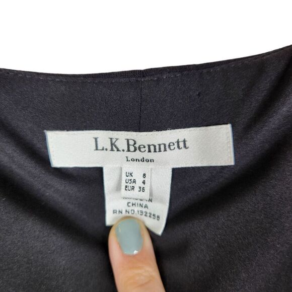L.K. BENNETT Dress‎ Womens 4 Black Cap Sleeve Shift Dress Officecore Corpcore - Picture 7 of 9
